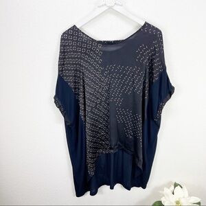 Biya JWLA‎ Navy Modal Dolman Sleeve Tunic Top Small S